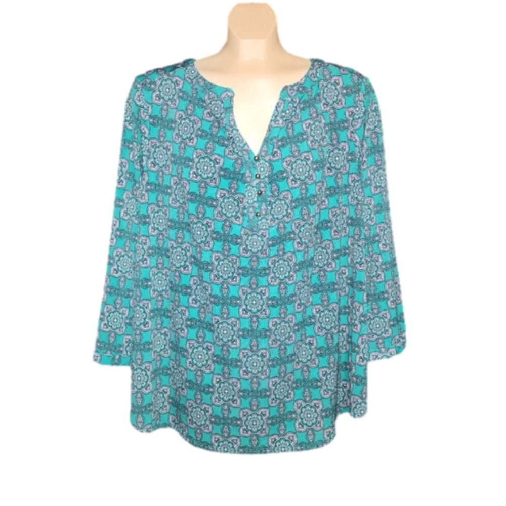 DANA Buchman Print Splitneck Henley​